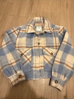 Abercrombie & Fitch Blue Cream Plaid Jacket